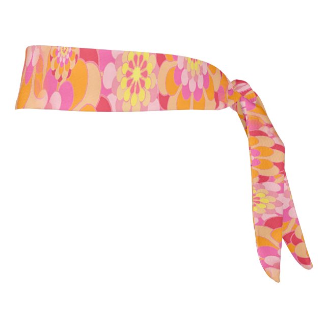 Naranja Floral Rosa Groovy Hippy Psicodélico (Girar 90)