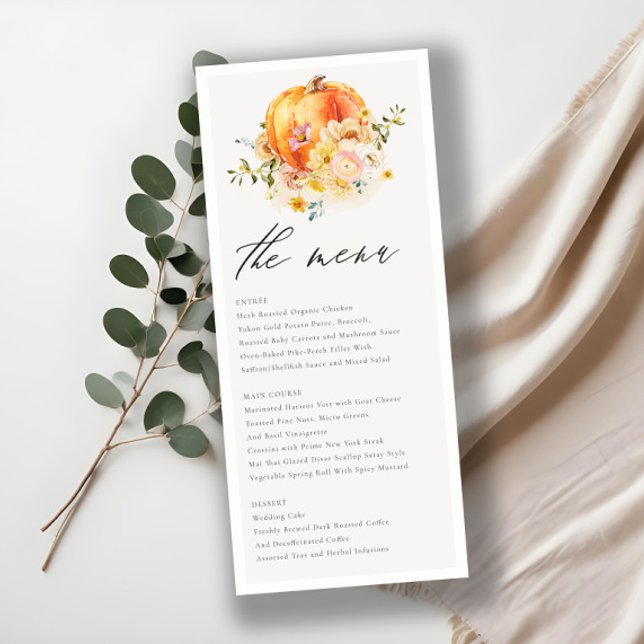 Naranja floral rústico Menú Boda de calabaza otoña (Subido por el creador)