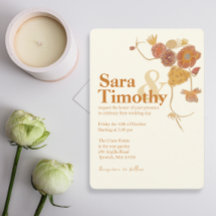 Naranja Flores acuarelas invitaciones a la boda