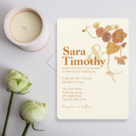 Naranja Flores acuarelas invitaciones a la boda