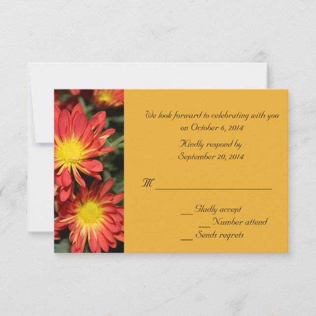Naranja flores de margarita RSVP tarjetas bodas (Anverso)