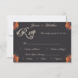 Naranja Flores Elegante tarjeta RSVP formal