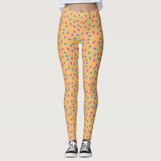 Naranja Flores leggings (Anverso)
