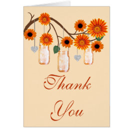 Naranja Flores Mason Jars Gracias Tarjeta