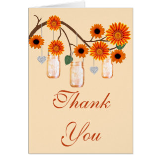 Naranja Flores Mason Jars Gracias Tarjeta