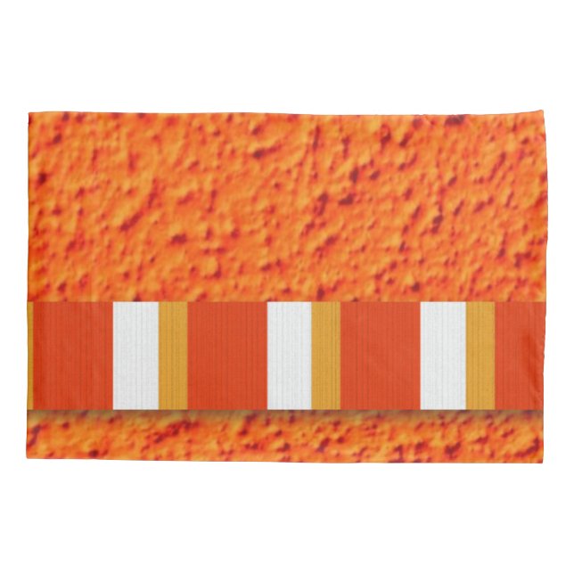 Naranja Funda de almohada y franja blanca (Reverso)