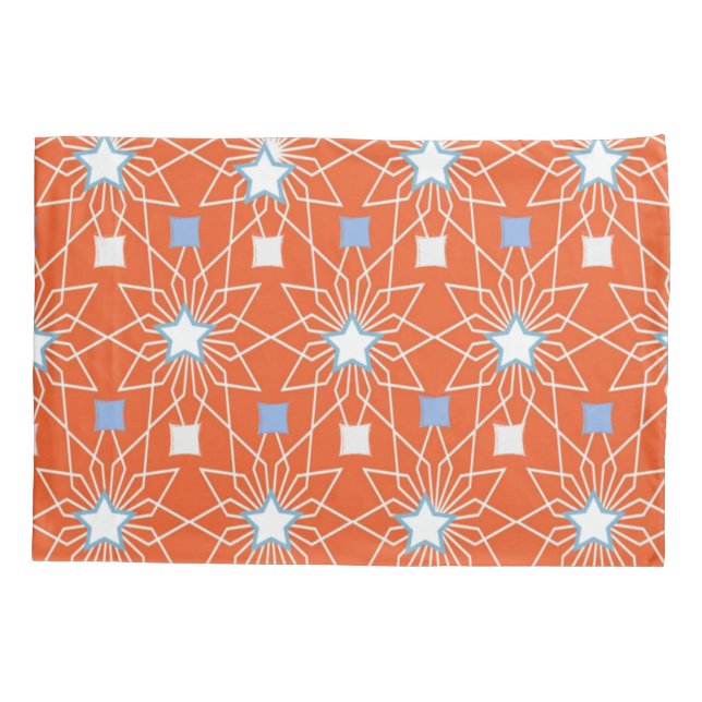 Naranja  Funda de almohadas Estrellas azules (Reverso)