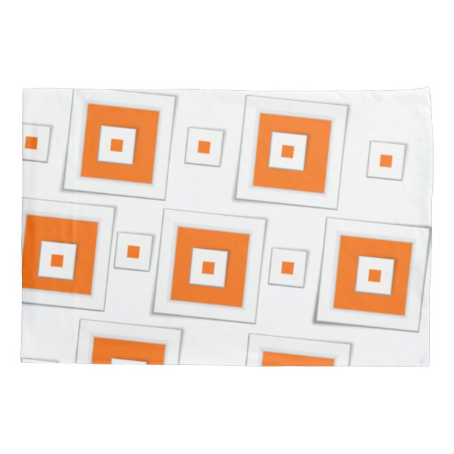 Naranja Funda de almohadas y plazas blancas (Reverso)