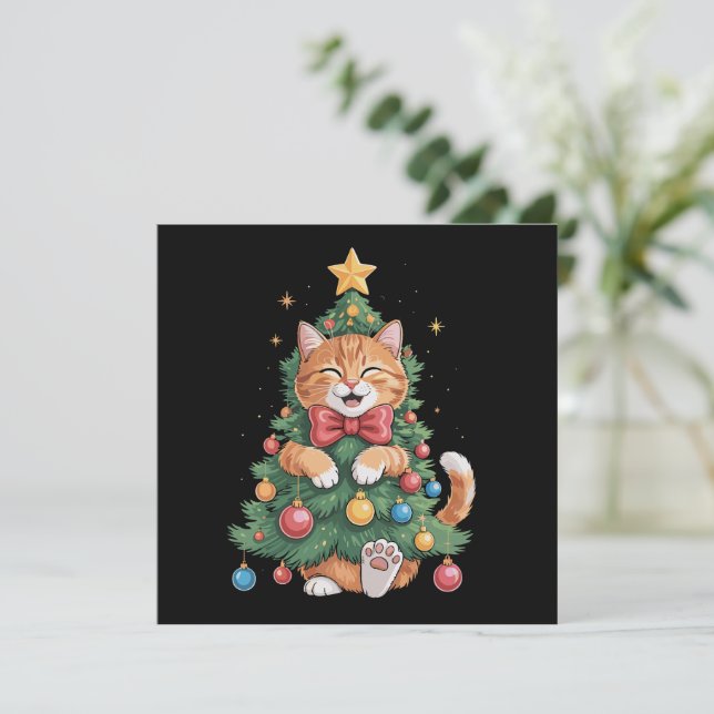 Naranja Gato Jengibre Navidad Árbol Mono Navidad  (Anverso de pie)