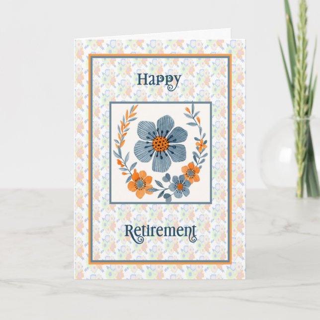 Naranja general de tarjetas de jubilación y flores (Anverso)