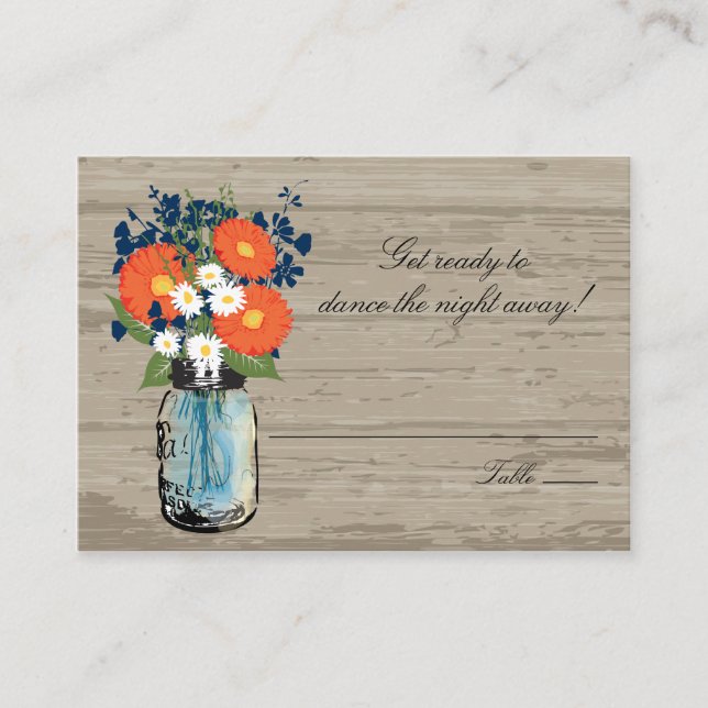 Naranja Gerber Daisies Mason Jar | Tarjeta de asie (Anverso)