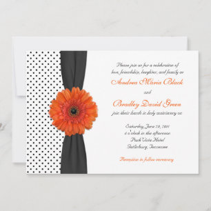Naranja Gerber Daisy Polka Dot Wedding Invitación