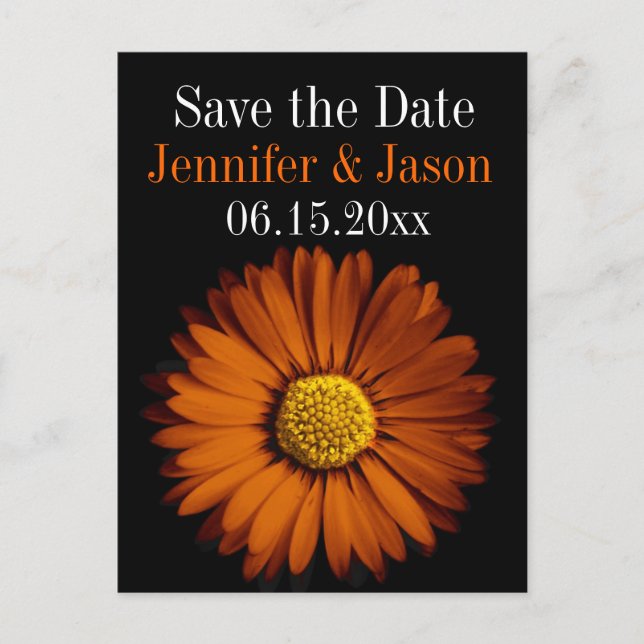 Naranja Gerber Daisy Wedding Guardar las tarjetas  (Anverso)