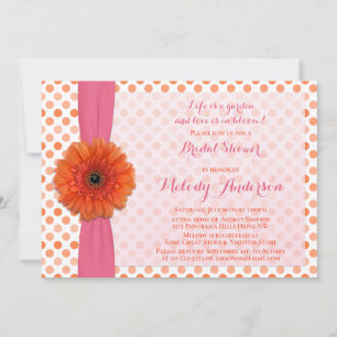 Naranja Gerber Polka Dot Bridal Shower Invitación