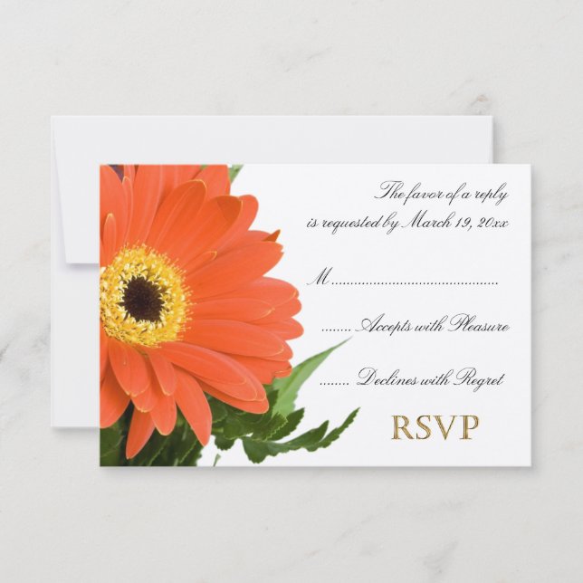 Naranja Gerber Wedding RSVP (Anverso)