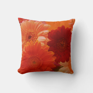 Naranja Gerbera Daisy Cojín decorativo de flores c