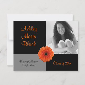 Naranja Gerbera Daisy Foto Invitación a graduación