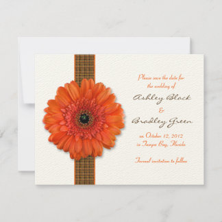 Naranja Gerbera Daisy Guardar la tarjeta de fecha