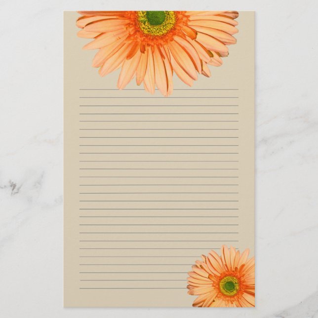Naranja Gerbera Daisy Lined Papel de escritura per (Anverso)