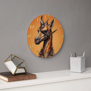 Naranja Giraffe Steampunk, reloj de pared