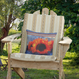 Naranja girasoles con Cojín decorativo de rayas