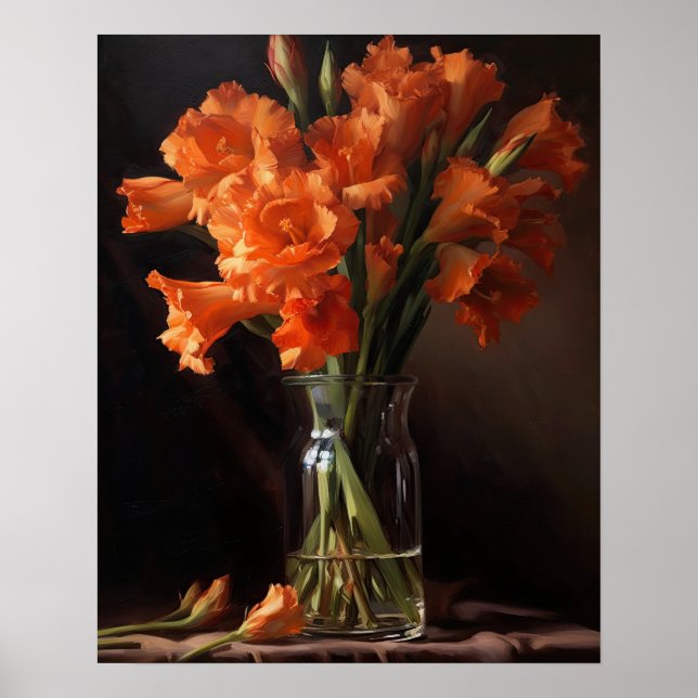 Naranja Gladiolus Flowers Poster de impresión de a (Frente)