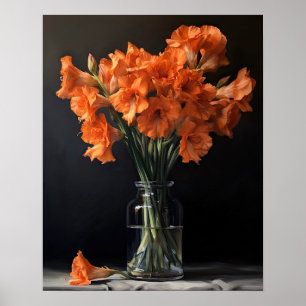 Naranja Gladiolus Flowers Poster de impresión de a