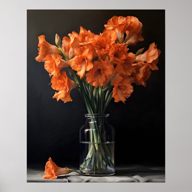 Naranja Gladiolus Flowers Poster de impresión de a (Frente)