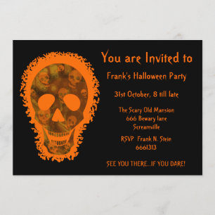 Naranja grande del cráneo "usted es" invitación
