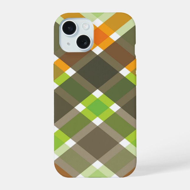 Naranja Green Brown Plaid Simple Fun Cheques Patró (Reverso )