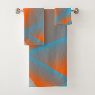 Naranja Gris Azul Ombre Geométrico Resumen Arte