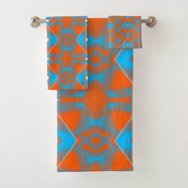 Naranja Gris Azul Ombre Geométrico Resumen Arte (In situ)