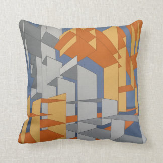 Naranja, gris, Cojín decorativo azul