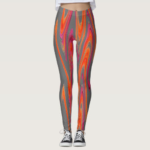 Naranja gris Patrón rosa Pantalones de yoga hechos