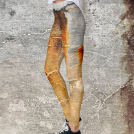 Naranja Gris y Rusty Abstract Leggings