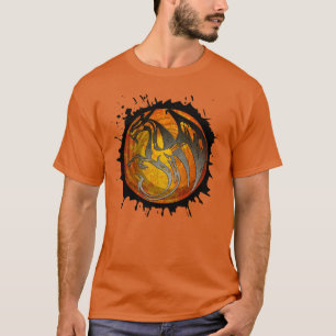 Naranja grunge raspador dragón mens camiseta