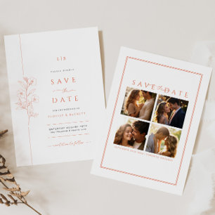 Naranja Guardar la invitación a la boda con foto
