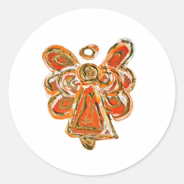 Naranja Guardian Ángel Art Decal Pegatinas (Anverso)