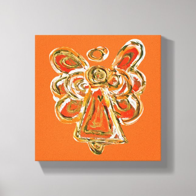 Naranja Guardian Angel Art Pintado De Lienzo Envue (Anverso)