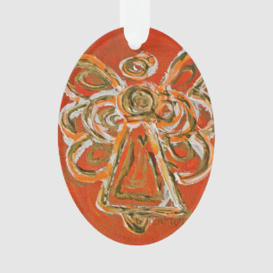 Naranja Guardian Angel Gift Ornamento de vacacione
