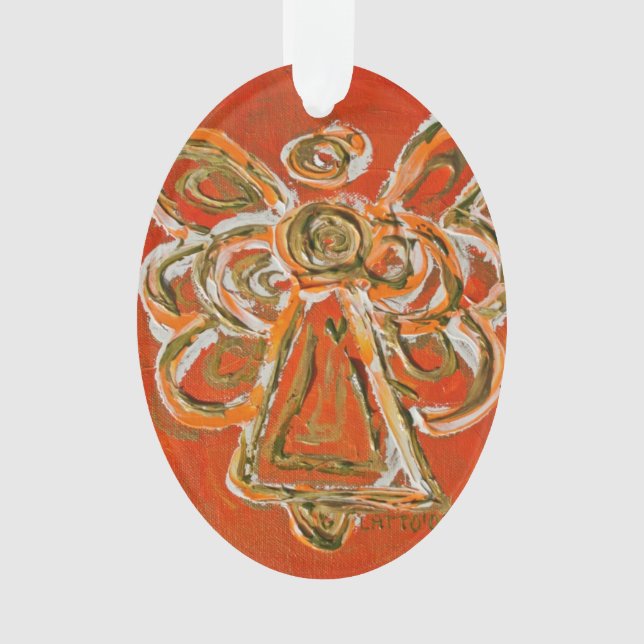 Naranja Guardian Angel Gift Ornamento de vacacione (Anverso)