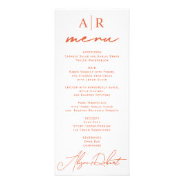 Naranja guión caligrafía caída carta de menú bodas