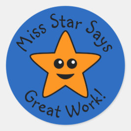 Naranja Happy Star Great Work Pegatinas