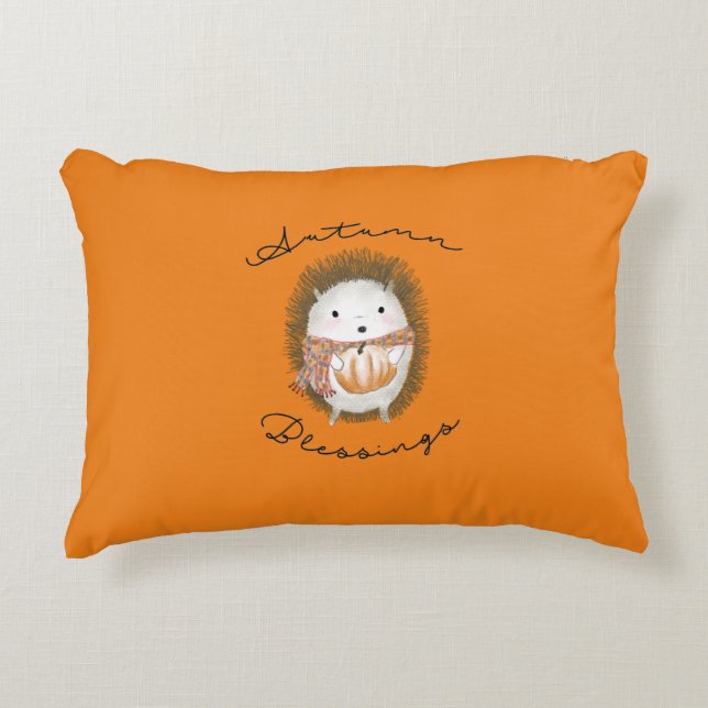 Naranja hedgehog almohada de acento otoñal (Anverso)