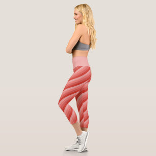 Naranja Hues Diagonal Stripes Capri Leggings
