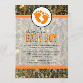 Naranja - Invitación a ducha Camo Baby Boy