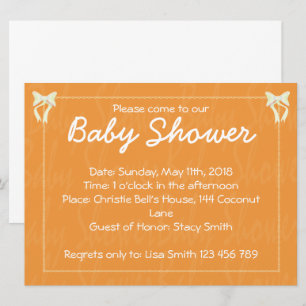 Naranja Invitación a la ducha para bebés