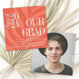 Naranja Invitación simple de graduación tropical