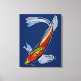 Naranja Koi arte de acuarela de peces de carpa jap