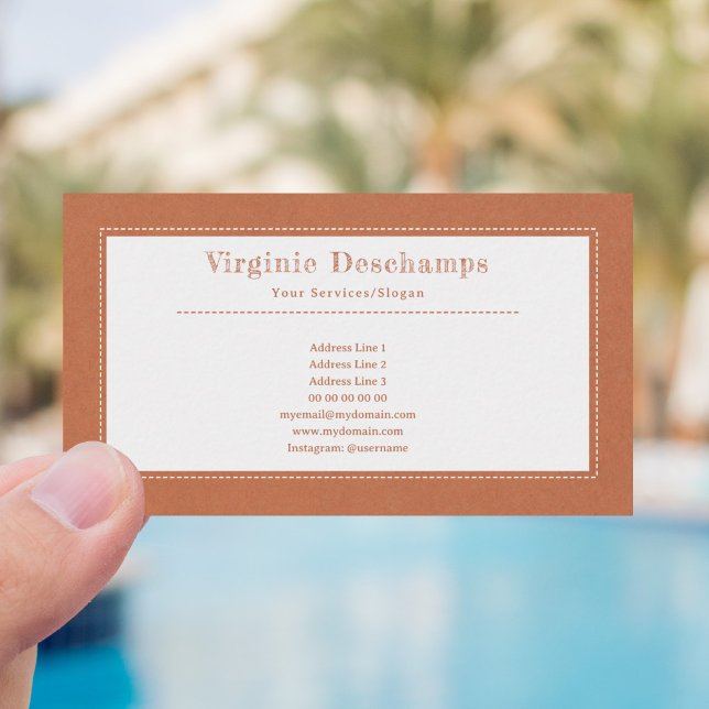 Naranja Kraft y tarjeta de visita Minimalista rusa (Rustic Orange Business Card)